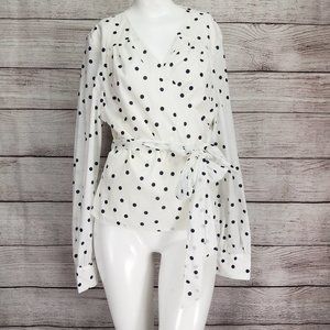 Boden 14 Rosamund True Wrap Top Blouse Polka Dot